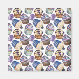 Vattenfärgade muffinsar magnet
