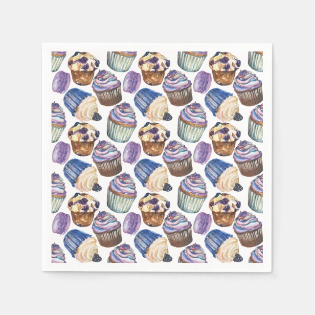 Vattenfärgade muffinsar pappersservett (Framsidan)