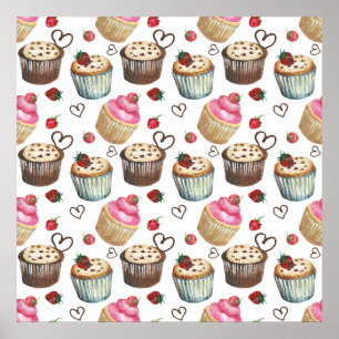 Vattenfärgade muffinsar poster