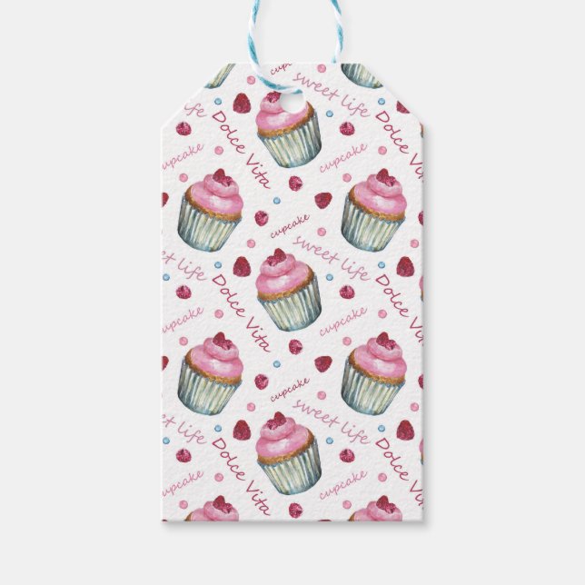 Vattenfärgade muffinsar presentetikett (Framsidan)