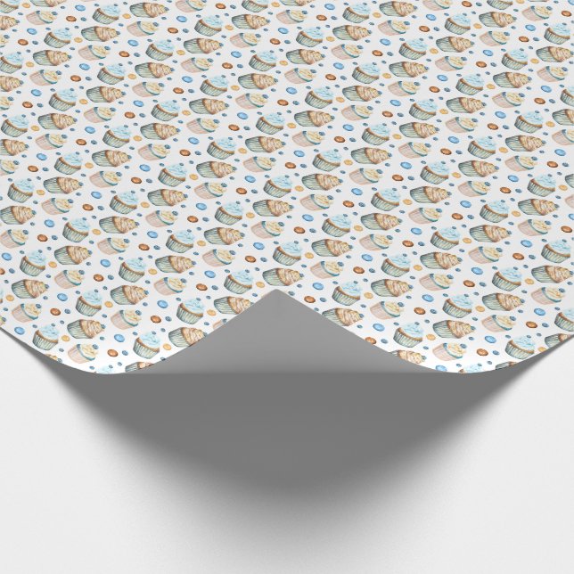 Vattenfärgade muffinsar presentpapper (Hörn)