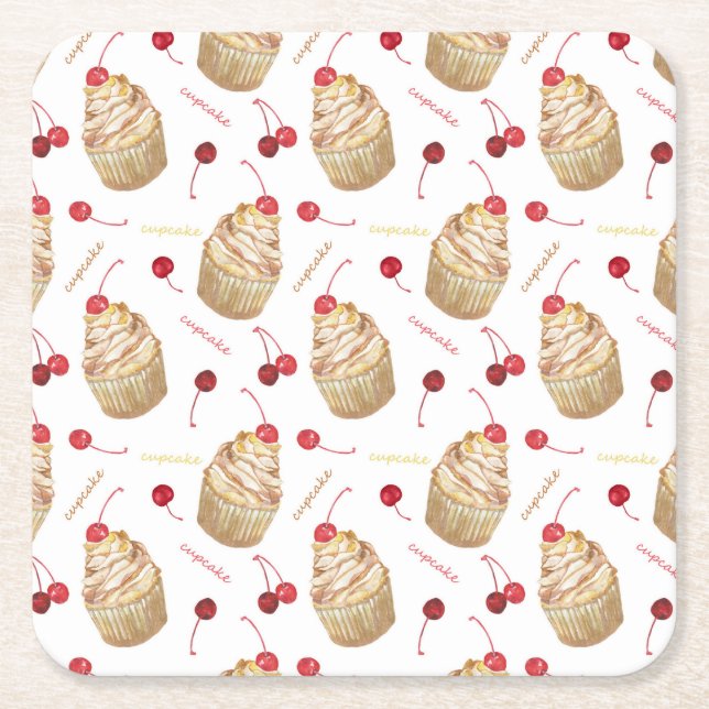 Vattenfärgade muffinsar underlägg papper kvadrat (Framsidan)