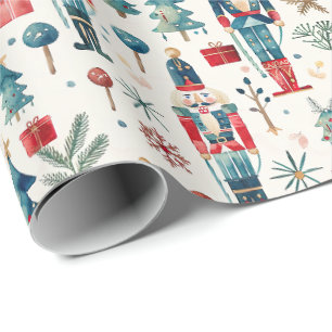 Vattenfärgade Nutcrackers Roligt Jul Roll of Presentpapper