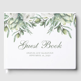 Vattenfärgade oliver. Sommarblommigt italian bröll Gästböcker