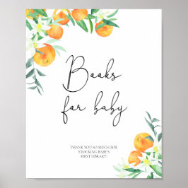 Vattenfärgade orangar, bokar för baby poster