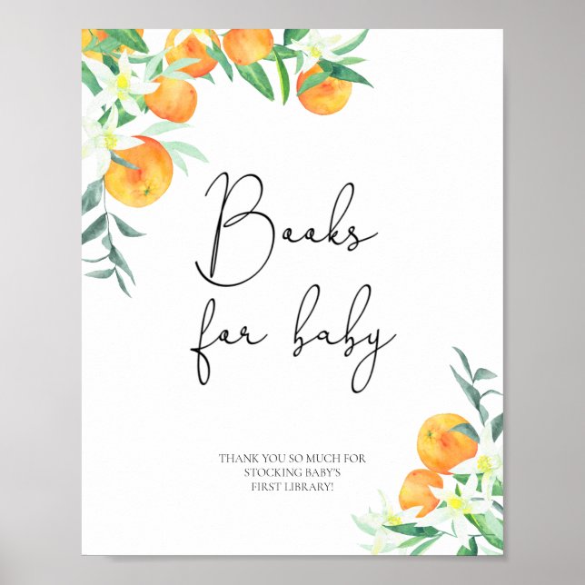 Vattenfärgade orangar, bokar för baby poster (Framsidan)
