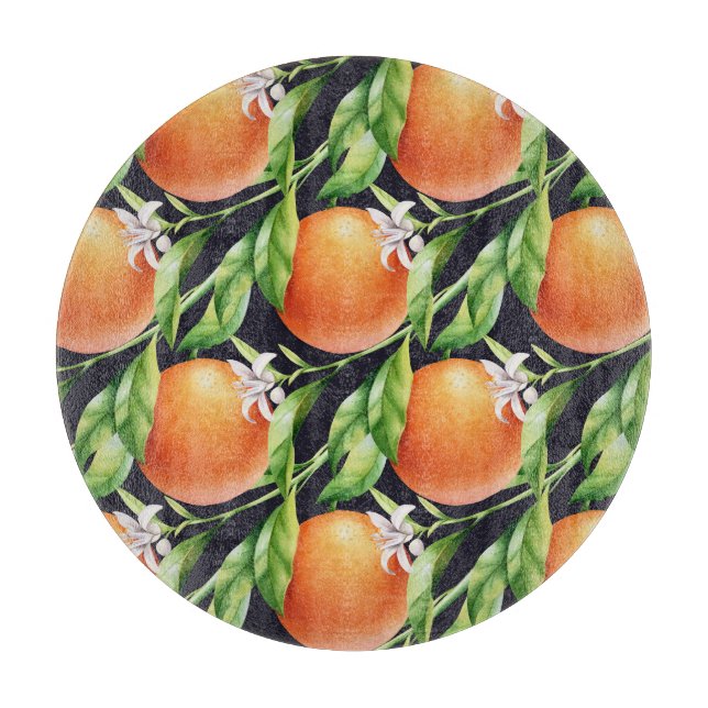 Vattenfärgade Orangar: Citrus Seamless Mönster (Framsidan)