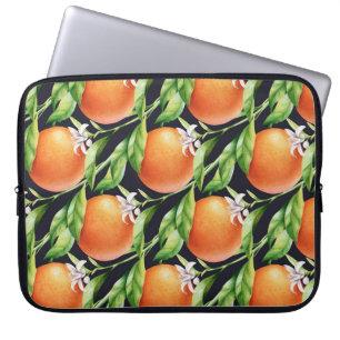 Vattenfärgade Orangar: Citrus Seamless Mönster Laptop Fodral