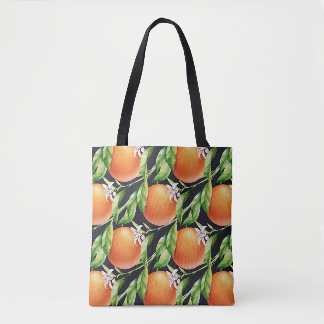 Vattenfärgade Orangar: Citrus Seamless Mönster Tygkasse (Framsida)