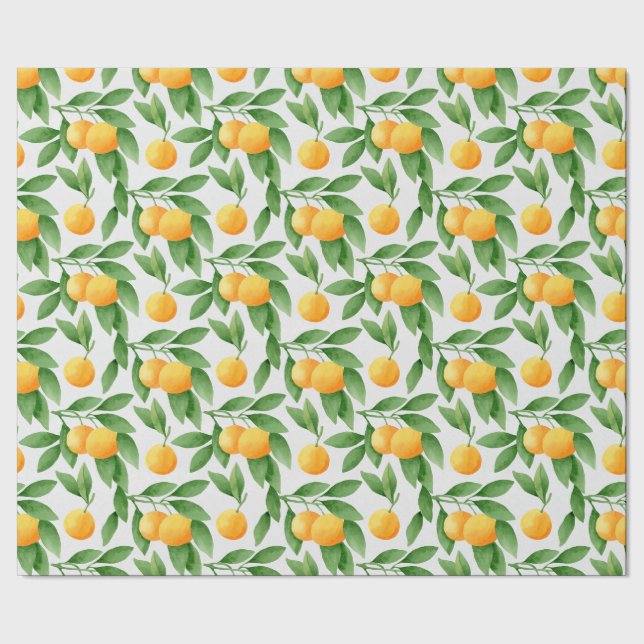 Vattenfärgade orangar eller tangeriner mönster presentpapper (Seam)