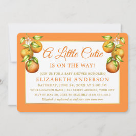 Vattenfärgade Orangar en liten Guld-babystövel i C Inbjudningar