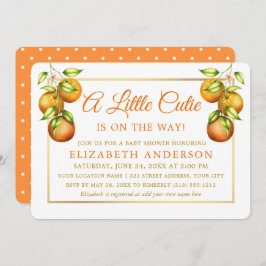 Vattenfärgade Orangar Little Cutie Guld Shower Dot Inbjudningar