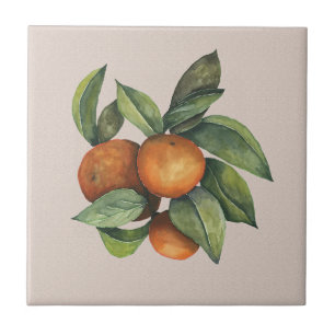 Vattenfärgade Orangar på brickan Taupe Ceramic Til Kakelplatta