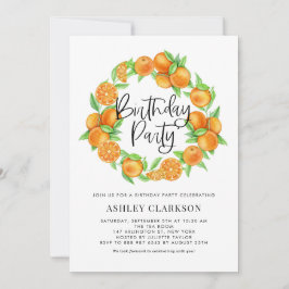 Vattenfärgade Orangar Sommarfrö Födelsedagsfest Inbjudningar