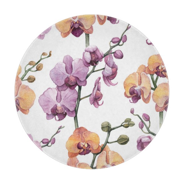 Vattenfärgade orkidéblommor, sömlös mönster. (Framsidan)