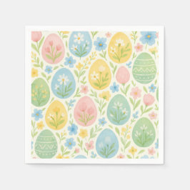 Vattenfärgade påskäggsblommiga servetter
