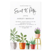 Vattenfärgade prickade växter Söta 16-partsinbjuda