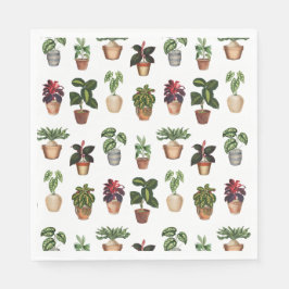 Vattenfärgade prickade växter Terracotta Pots Möns Pappersservett