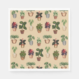 Vattenfärgade prickade växter Terracotta Pots Möns Pappersservett