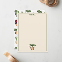 Vattenfärgade prickade växter Terracotta Pots Namn