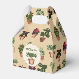 Vattenfärgade prickade växter Terracotta Pots Namn Presentaskar