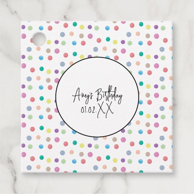 Vattenfärgade punkter Hand-färgade färgade födelse Gåvor Etiketter (Framsida)
