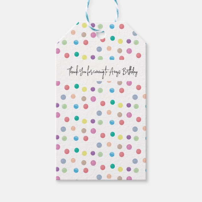 Vattenfärgade punkter Hand-färgade Mönster Presentetikett (Framsidan)