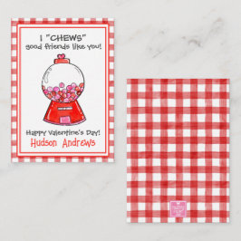 Vattenfärgade röda gingham-gummibollar Alla hjärta Anteckningskort