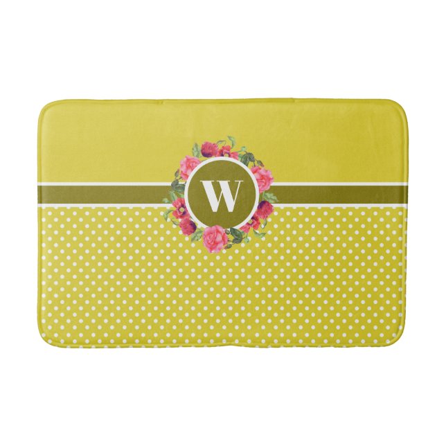 Vattenfärgade röda poppies Rosa ros Wandeans Monog Badrumsmatta (Framsidan)