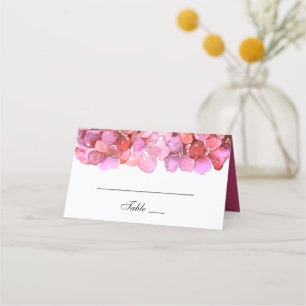 Vattenfärgade rosa blommor. Fuchsia blommigt bröll Placeringskort
