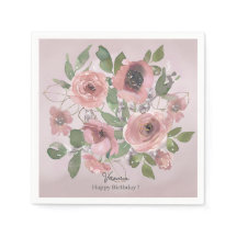 Vattenfärgade Rosa blommor på Rosa