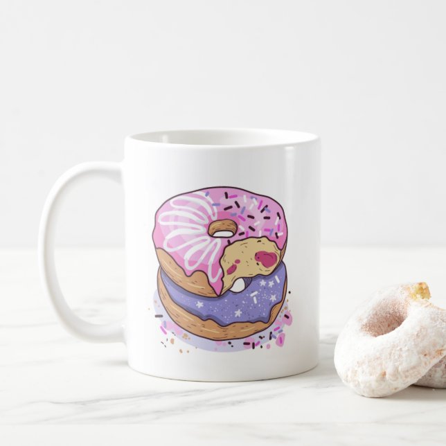 Vattenfärgade Rosa- och Lila-donatorer med sprinkl Kaffemugg (Med munk)