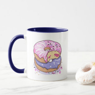 Vattenfärgade Rosa- och Lila-donatorer med sprinkl Mugg