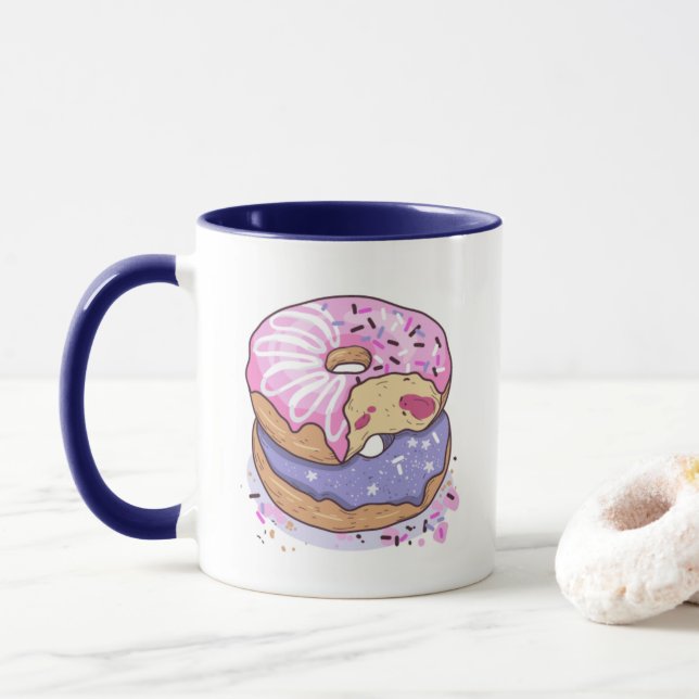 Vattenfärgade Rosa- och Lila-donatorer med sprinkl Mugg (Med munk)
