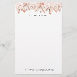 Vattenfärgade Rosa ros Blommor Personifierade Brevpapper