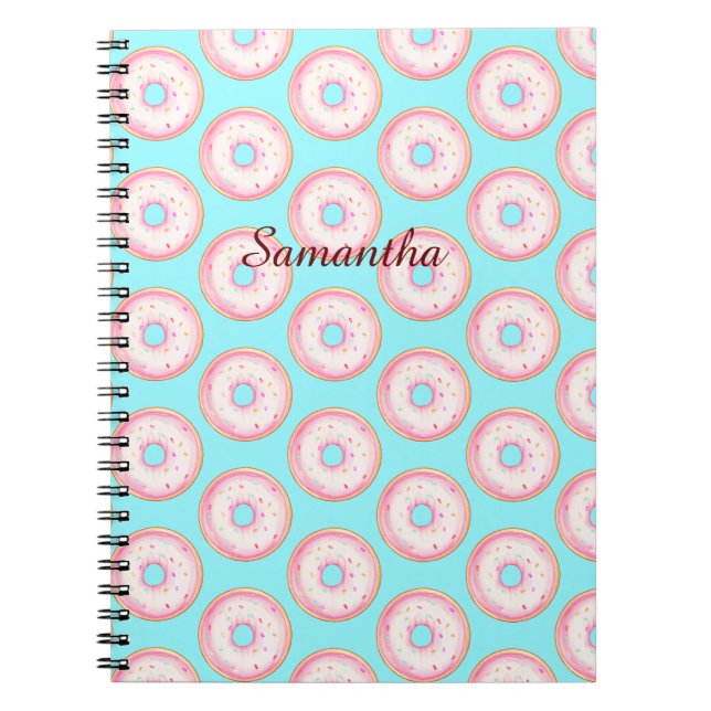 Vattenfärgade Rosor Glazed Sprinkle Donuts Anteckningsbok (Framsidan)