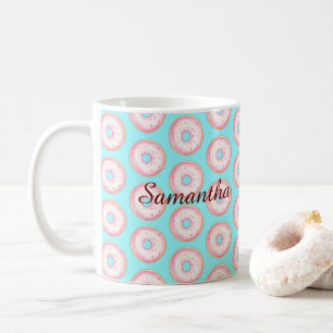 Vattenfärgade Rosor Glazed Sprinkle Donuts Kaffemugg