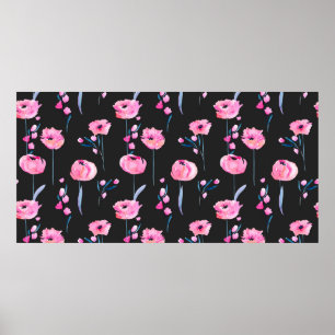 Vattenfärgade rosor och blommigt grenar-sjömän poster
