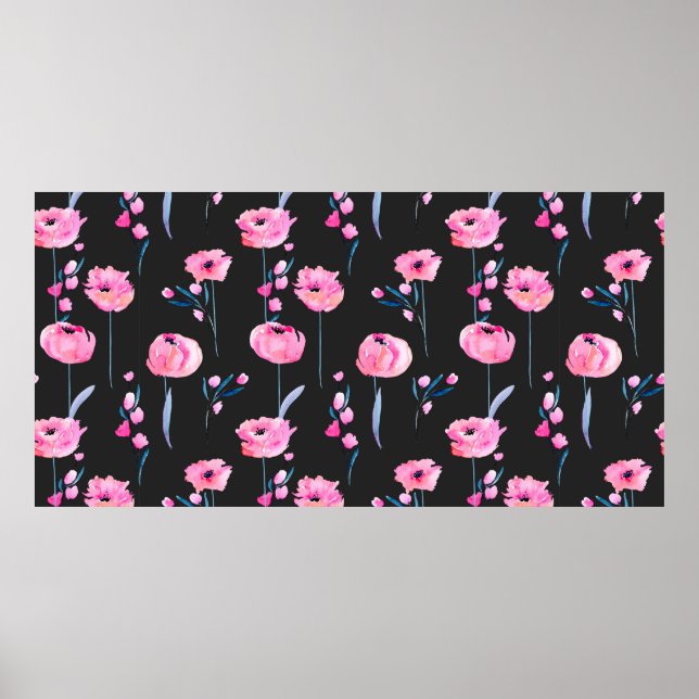 Vattenfärgade rosor och blommigt grenar-sjömän poster (Framsidan)