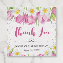 Vattenfärgade Rosor Tulips och Daffodils Birthday Gåvor Etiketter