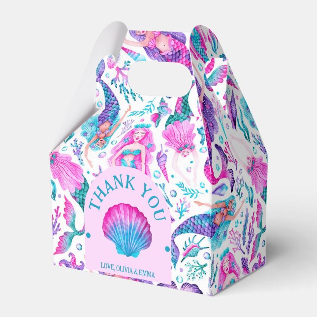 Vattenfärgade Sjöjungfruar Bisters födelsedag Presentaskar (Baksidan Sidan)