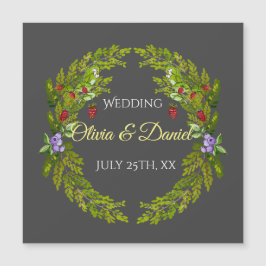 Vattenfärgade skogsbär och svampar bröllop