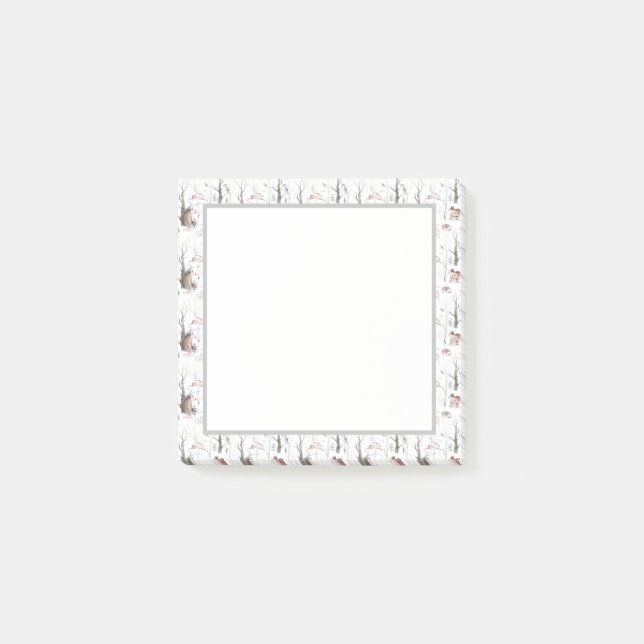 Vattenfärgade skogsdjur post-it block (Framsida)