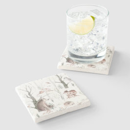 Vattenfärgade skogsdjur stenunderlägg