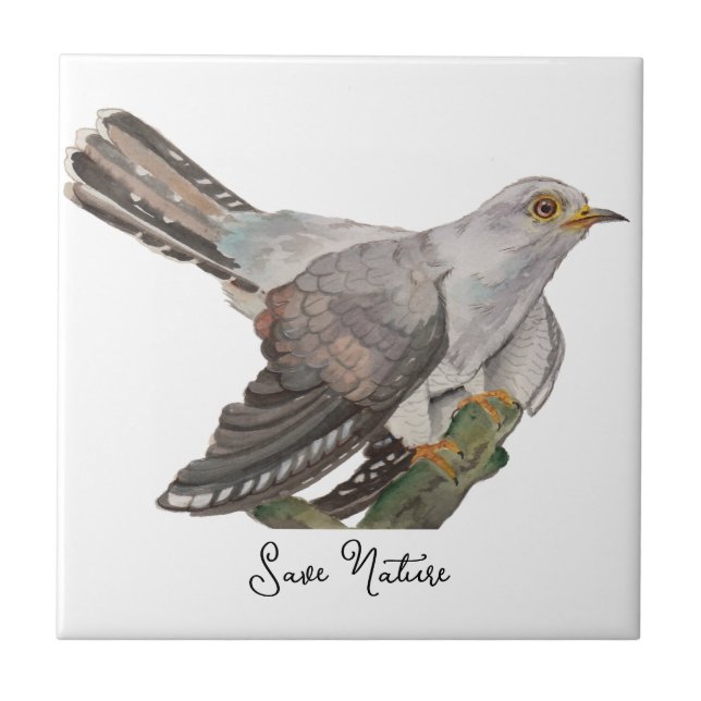 Vattenfärgade skogsfåglar kakelplatta (Framsidan)