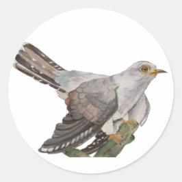 Vattenfärgade skogsfåglar runt klistermärke