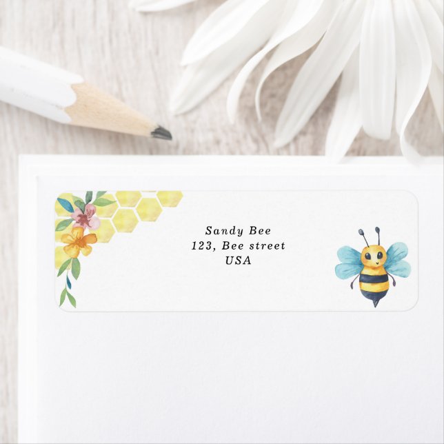 Vattenfärgade små bin och honeycombi returadress etikett (Insitu)