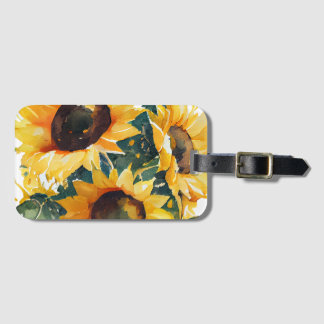 Vattenfärgade solblommor bagagebricka