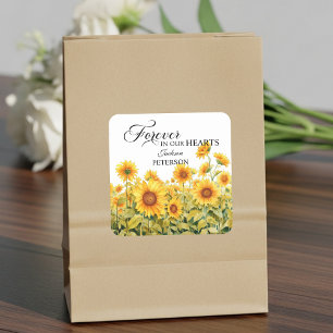 Vattenfärgade solblommor Firande i livets begravni Fyrkantigt Klistermärke
