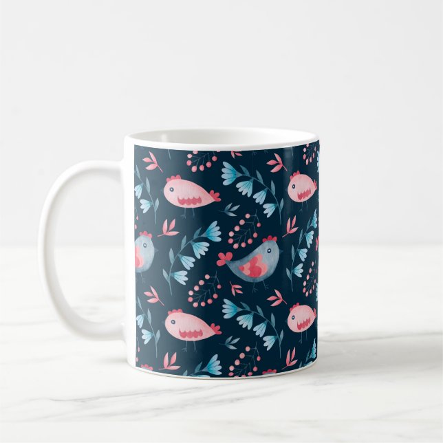 Vattenfärgade, sömlösa mönster av blommor från kyc kaffemugg (Vänster)